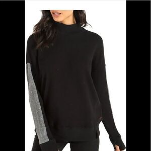 Philanthropy time sparkle sleeve stripe cotton blend sweatshirt